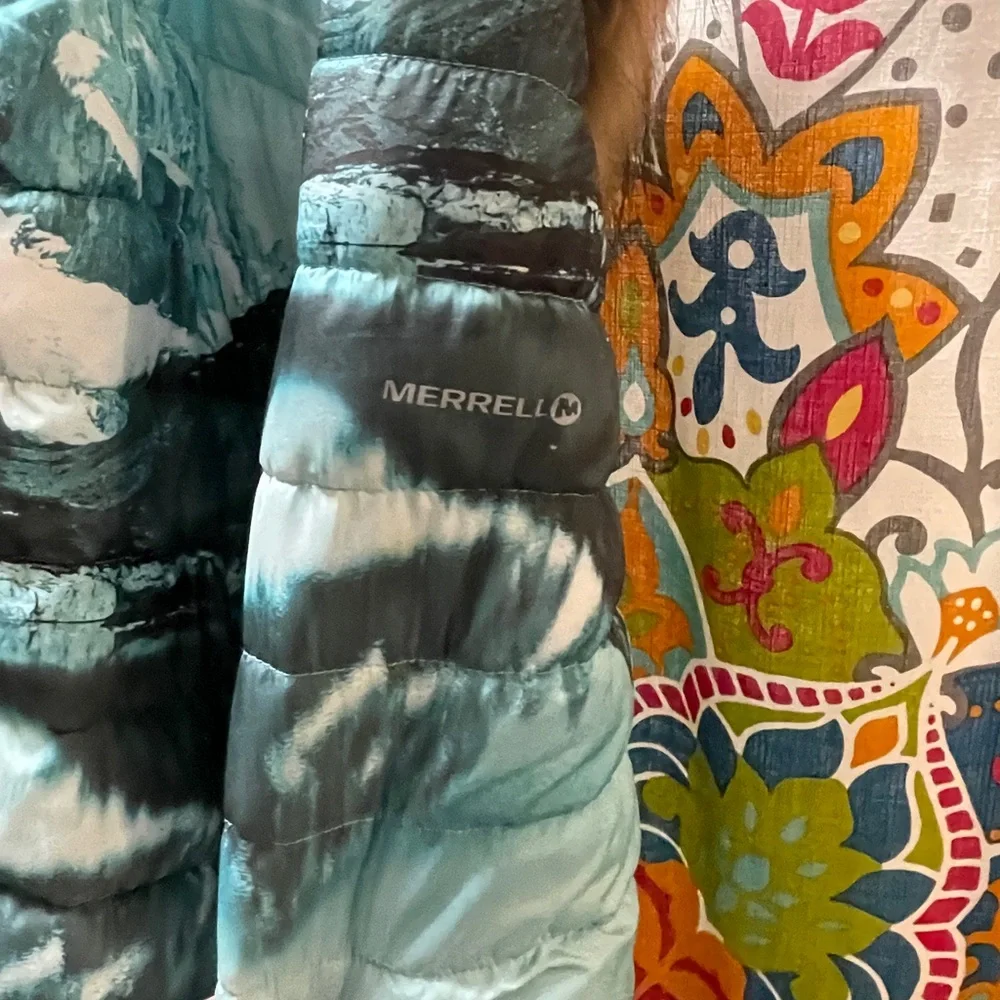 Merrell Silversun Featherless Puffer Hoodie, mountain landscape print - Picture 9 of 9